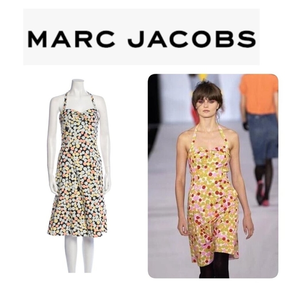 Marc Jacobs Dresses & Skirts - Vintage Y2K  Marc Jacobs Multicolor Dots Halter Midi Dress Pastel Size 8